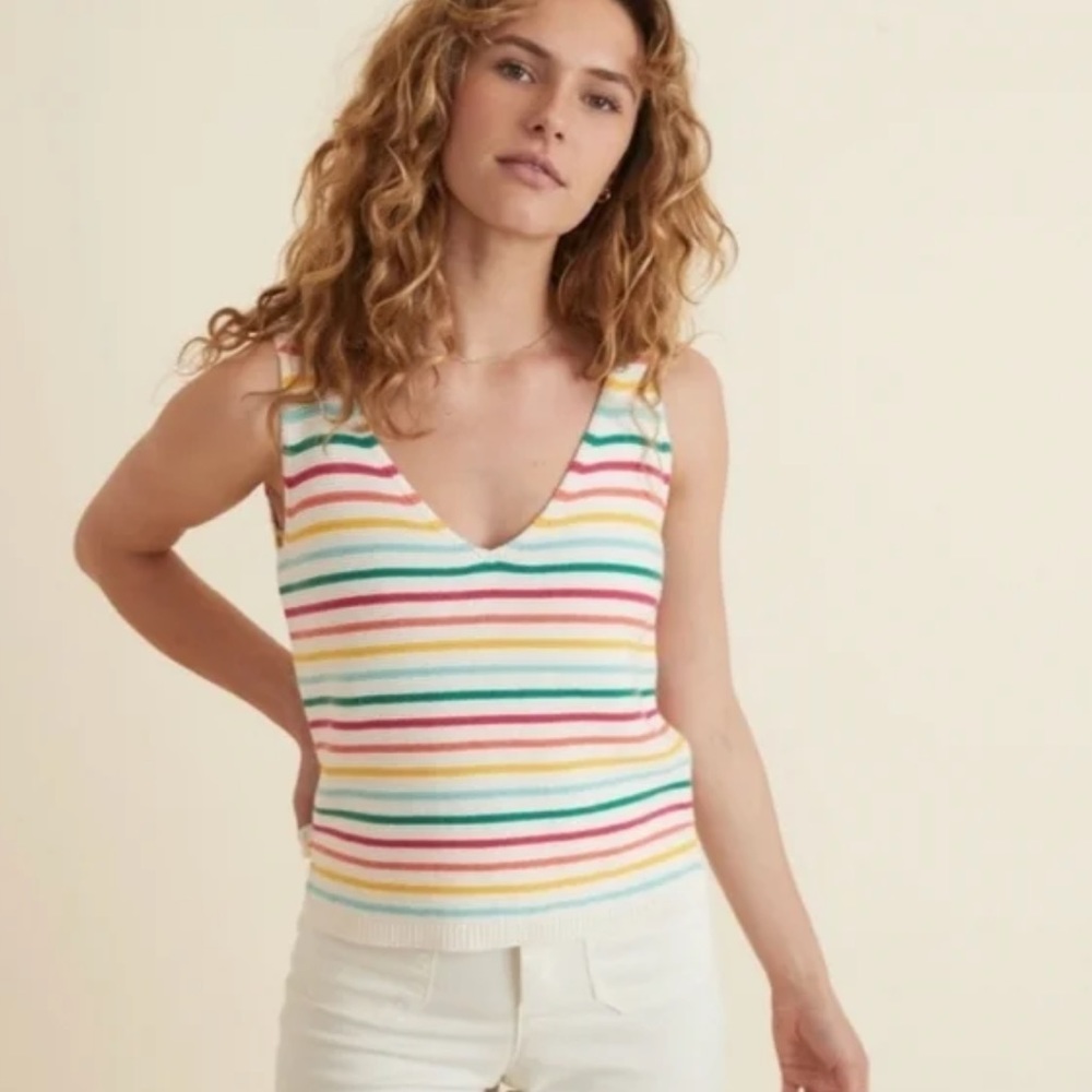 NWT Marine Layer Finley Sweater Tank in Oat Multi Stripe - XL